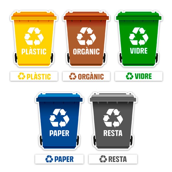 Aufkleber: Set 5X Aufklebers Recycling auf Katalanisch