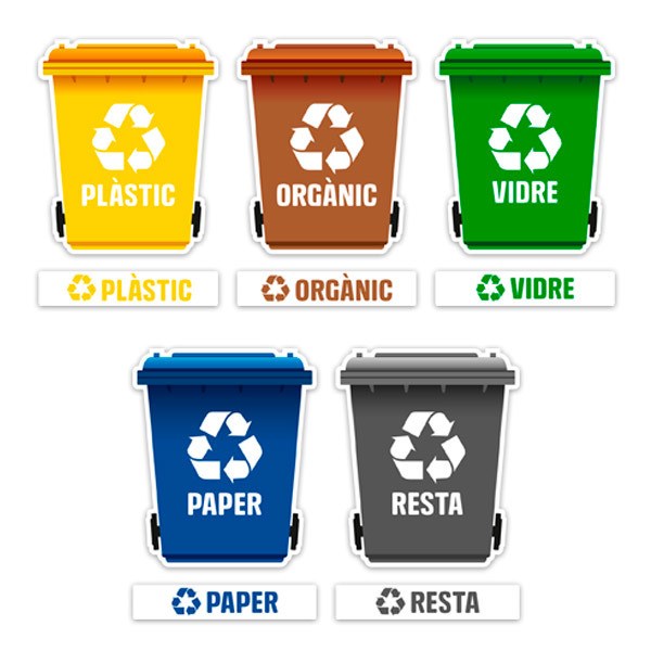 Aufkleber: Set 5X Aufklebers Recycling auf Katalanisch
