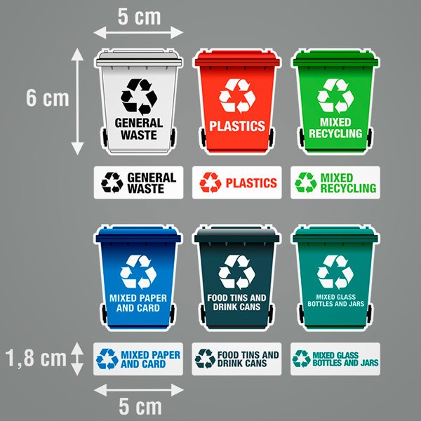 Aufkleber: Set 6 X Aufkleber Recycling auf Englisch 1