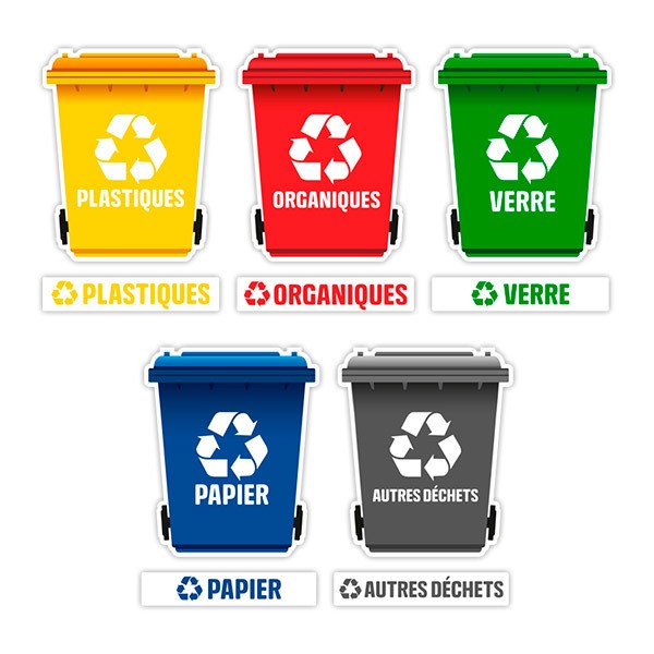 Aufkleber: Set 5X Aufklebers Recycling auf Französisch
