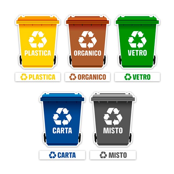 Aufkleber: Set 5X Aufklebers Recycling auf Italienisch