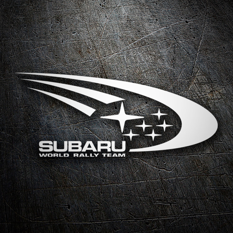 Aufkleber: Rally Subaru mit Emblem und dynamischen Linien