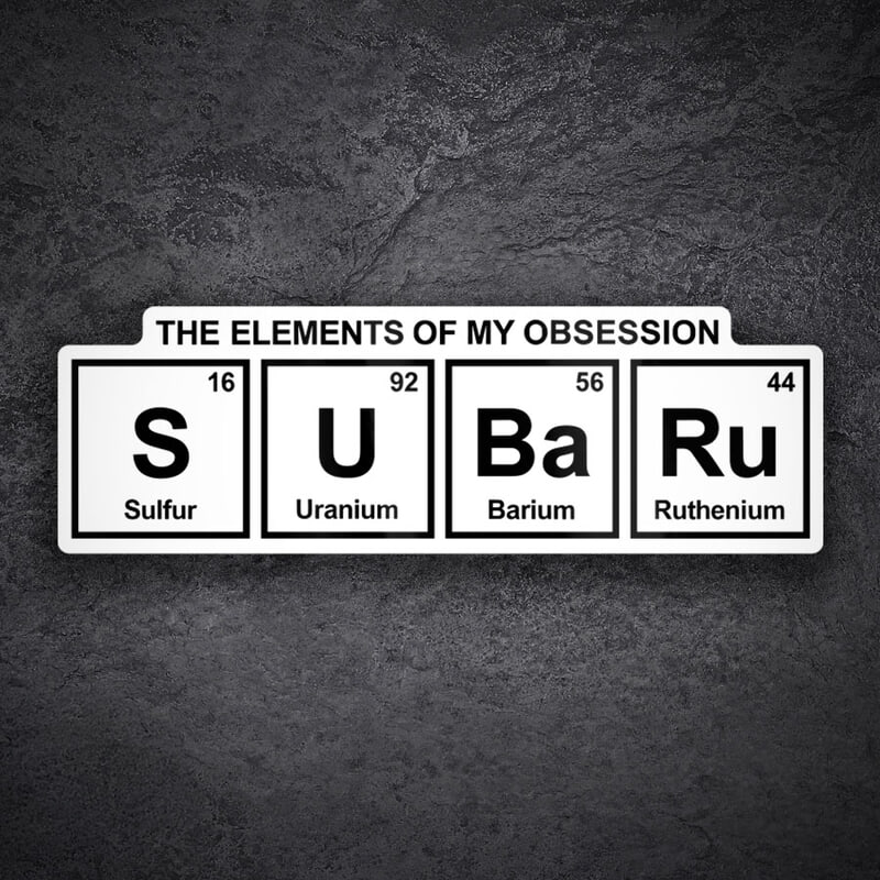 Aufkleber: Subaru Periodensystem Symbole