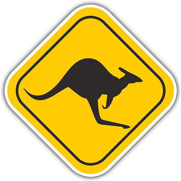 Aufkleber: Känguru Gefahrenzeichen
