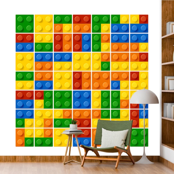 Wandtattoos: Kit 49 fliesen Lego für badezimmer