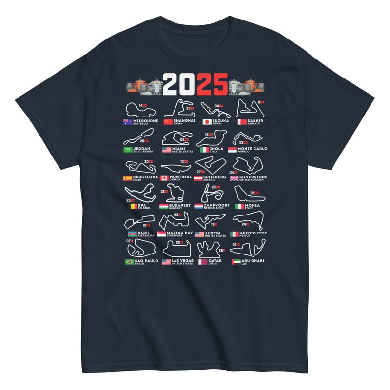 T-shirts: Formel-1-Strecken-Kalender 2025