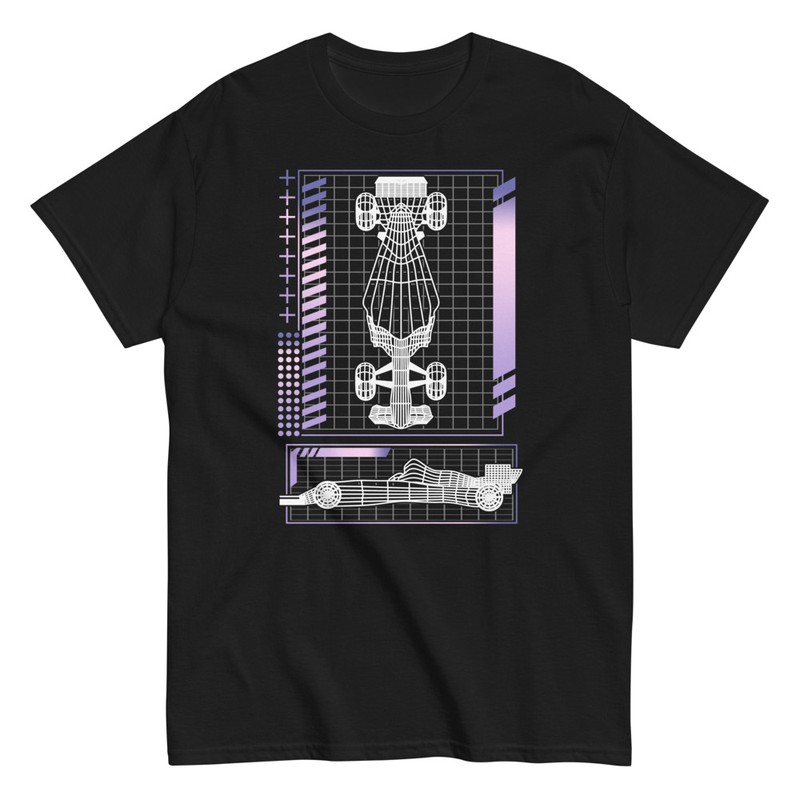 T-shirts: Technisches Schema eines Formel-1-Autos in Draufsi