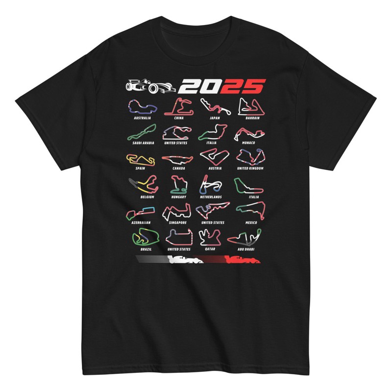 T-shirts: Formel-1-Strecken Flaggen 2025