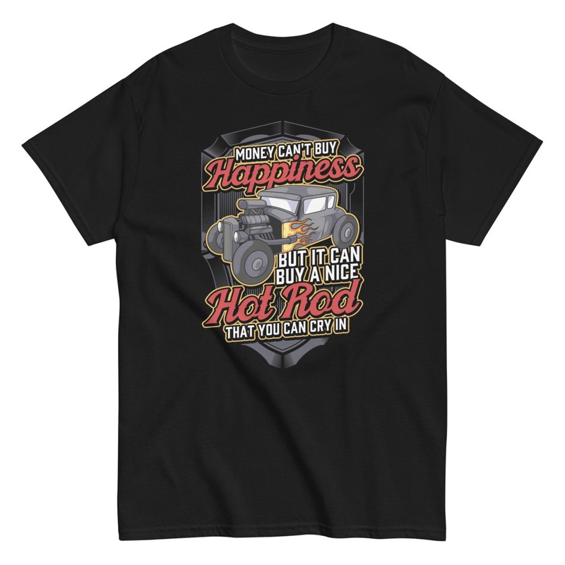 T-shirts: Klassischer Hot Rod mit Flammen und Lustigem Spruc