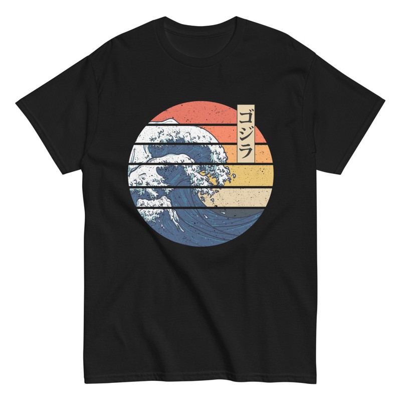 T-shirts: T-Shirt Große Welle von Kanagawa mit Kanji