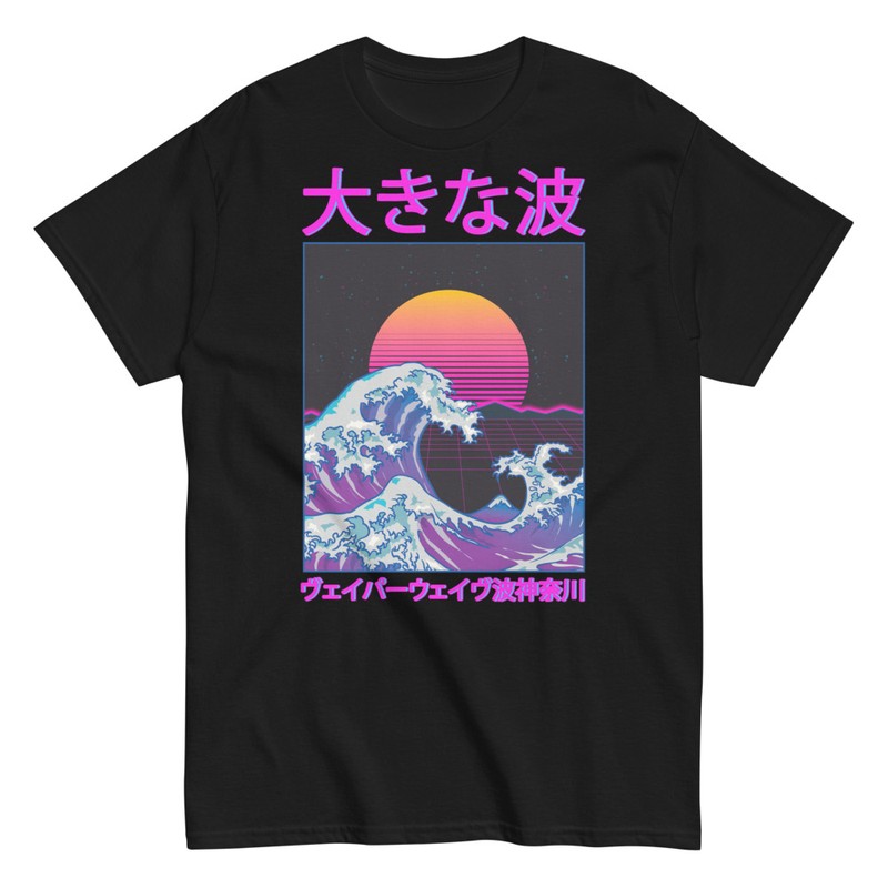 T-shirts: Vaporwave ästhetisches T-Shirt mit Die Große Welle