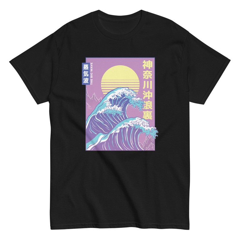 T-shirts: Vaporwave Ästhetik T-Shirt Große Welle Kanagawa Vi