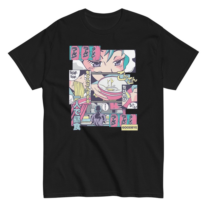 T-shirts: Manga-Panels-T-Shirt mit Ramen und 
