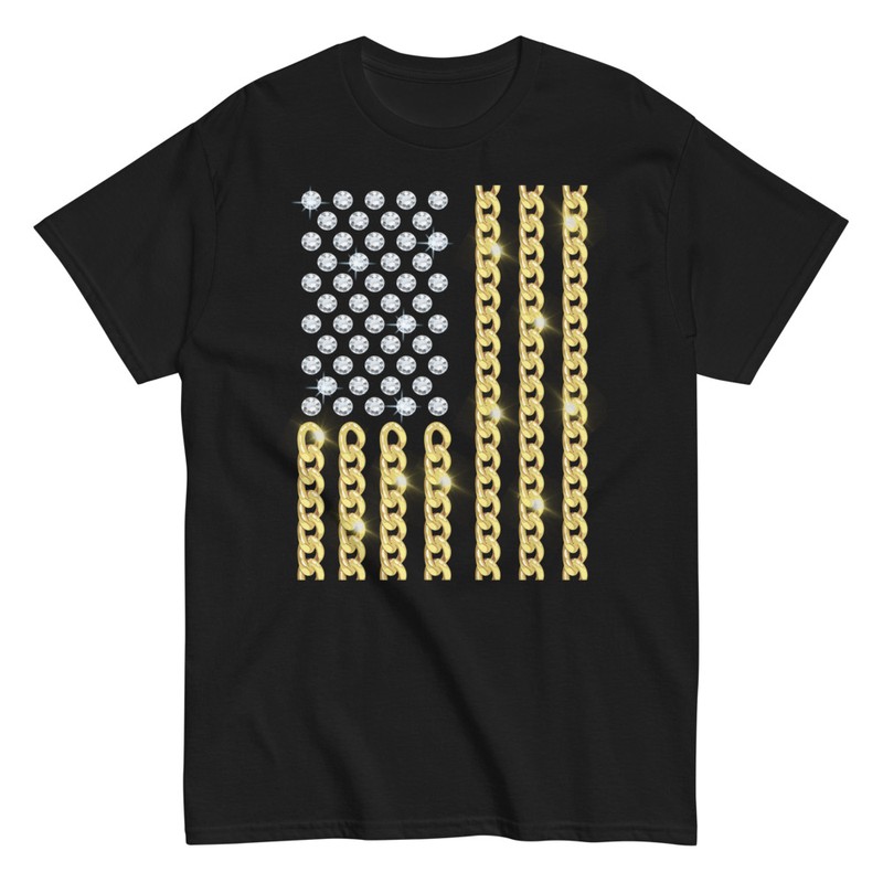 T-shirts: USA Flagge Diamanten und Ketten