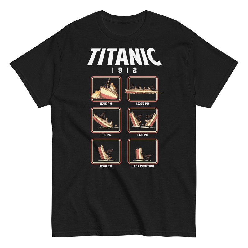 T-shirts: T-Shirt Titanic 1912 mit Sinkpositionen
