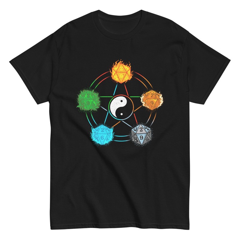 T-shirts: Stern T-Shirt mit Würfeln und Yin Yang
