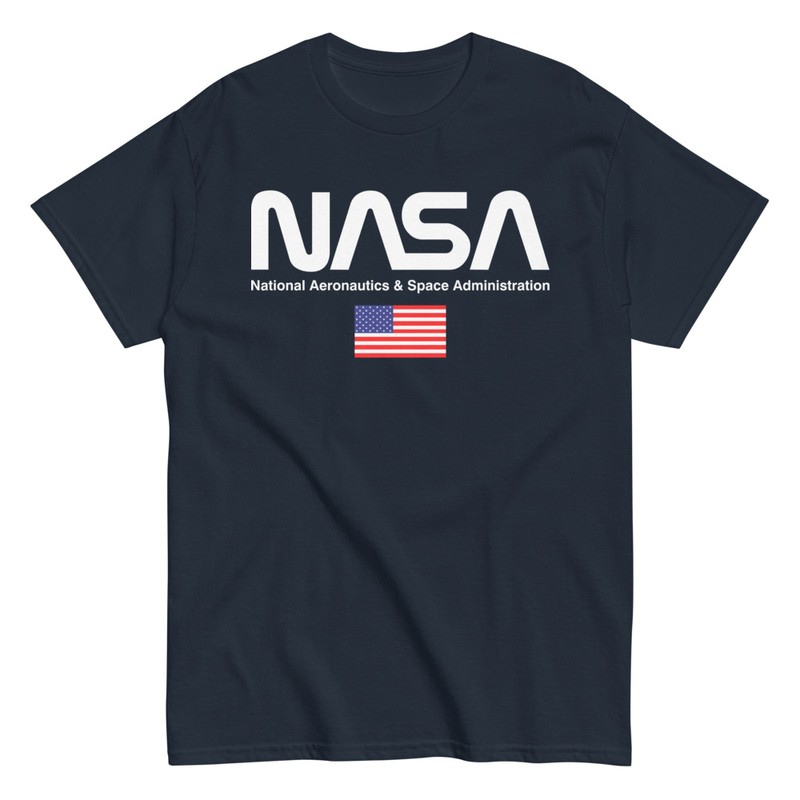 T-shirts: NASA Design T-Shirt mit US-Flagge