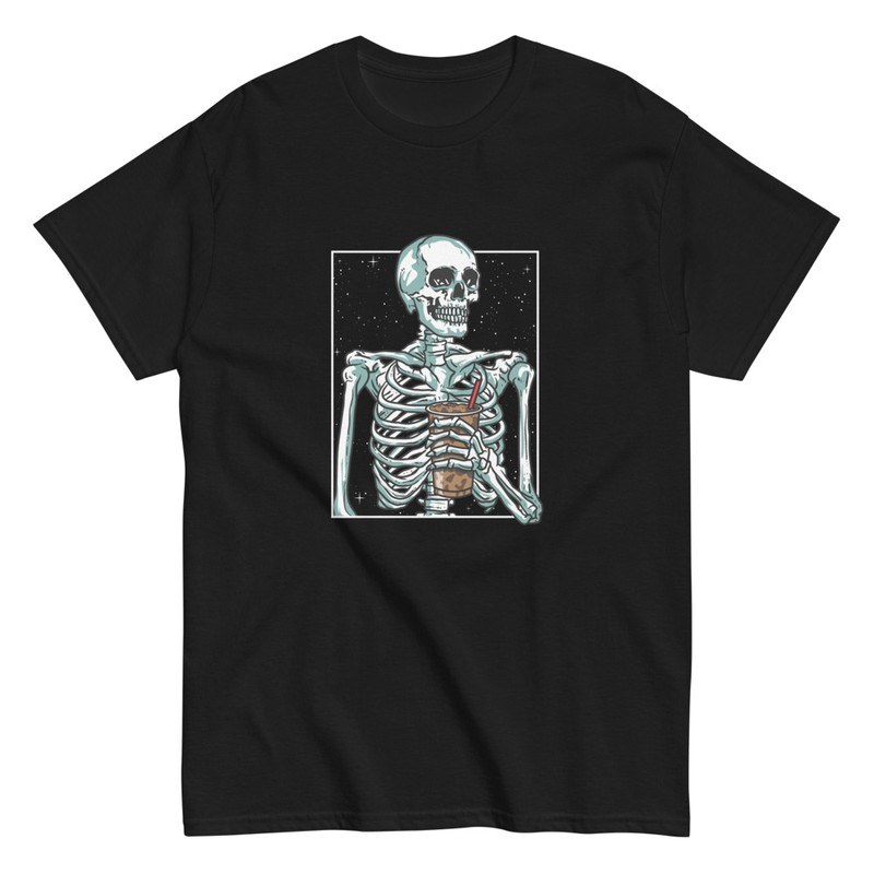T-shirts: Skelett Trinkt Eiskaffee