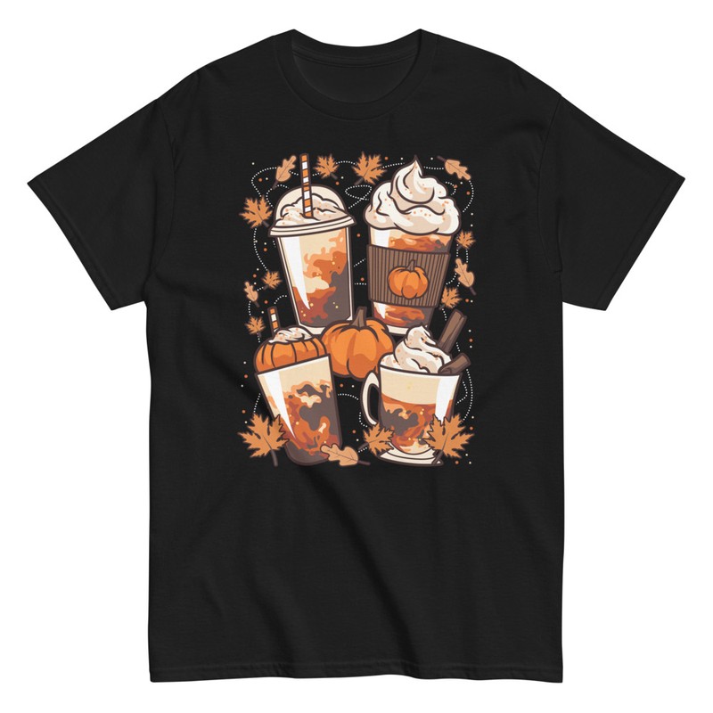 T-shirts: Kaffee und Kürbisse im Herbst und Halloween