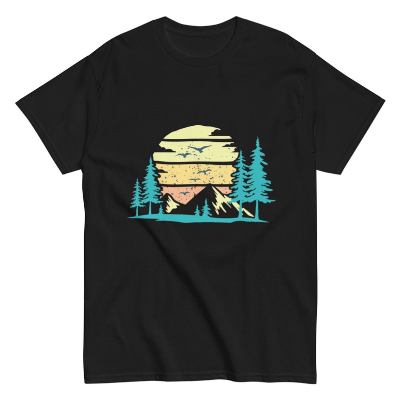 T-shirts: Wald und Retro Sonnenuntergang