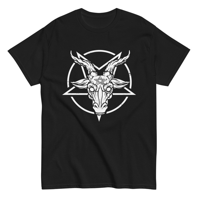 T-shirts: Dämonenziege Weißes Pentagramm Halloween
