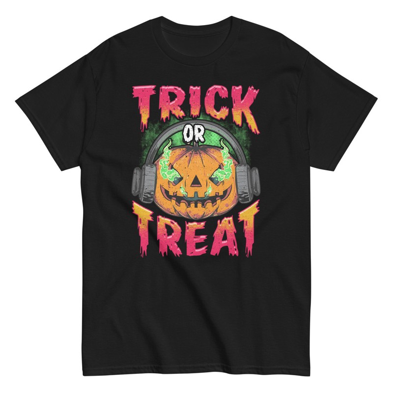 T-shirts: Trick or Treat mit Kürbis und Kopfhörern