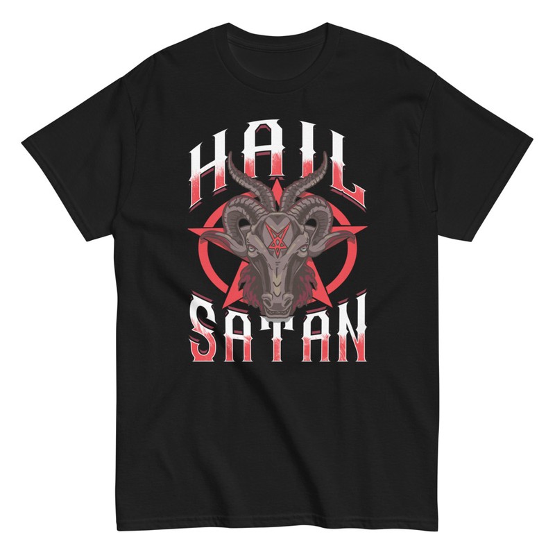 T-shirts: Hail Satan T-Shirt mit Baphomet