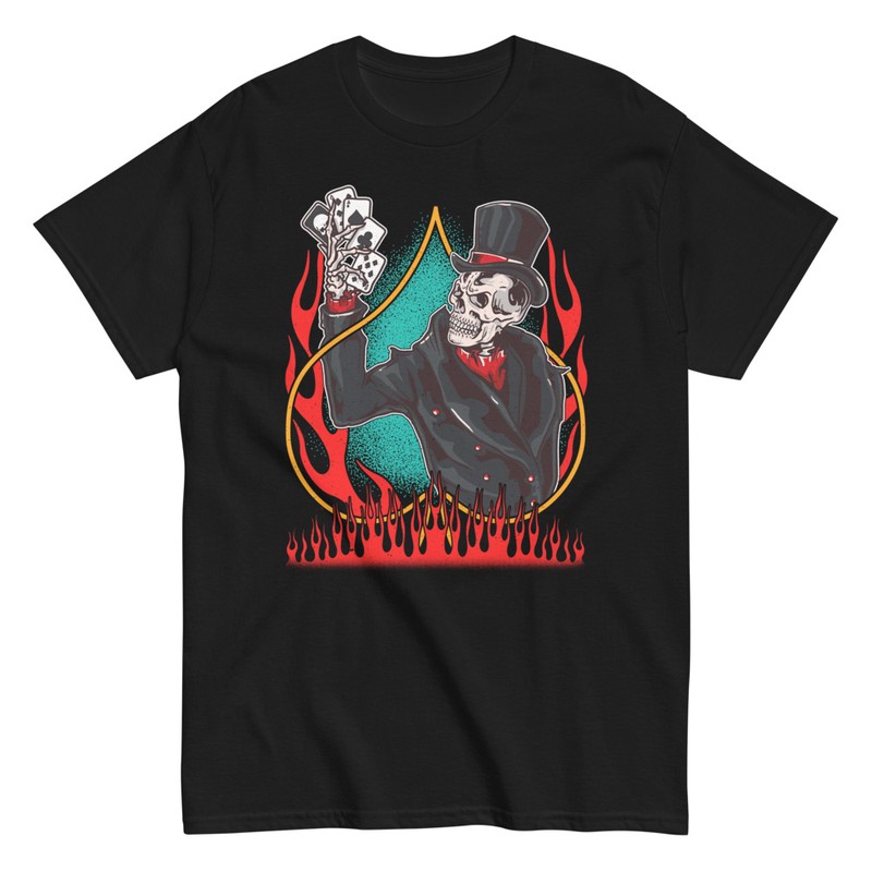 T-shirts: T-Shirt Skelett Magier Poker