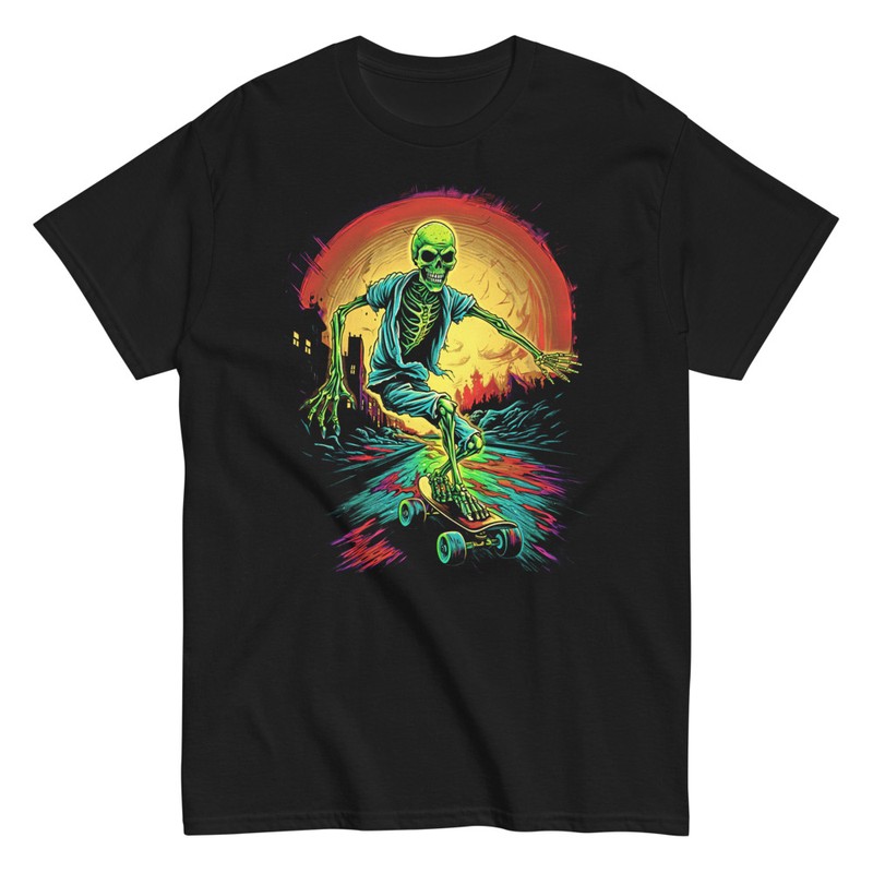 T-shirts: Skelett Zombie Skateboard T-Shirt