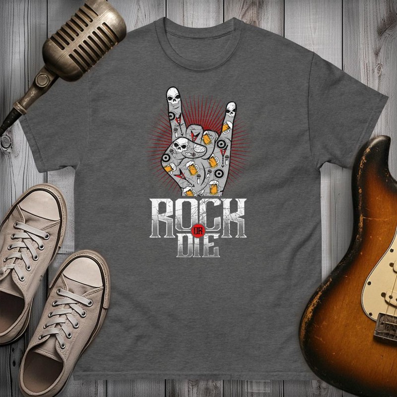T-shirts: Rock or Die Hornhand Totenköpfe und Bier T-Shirt