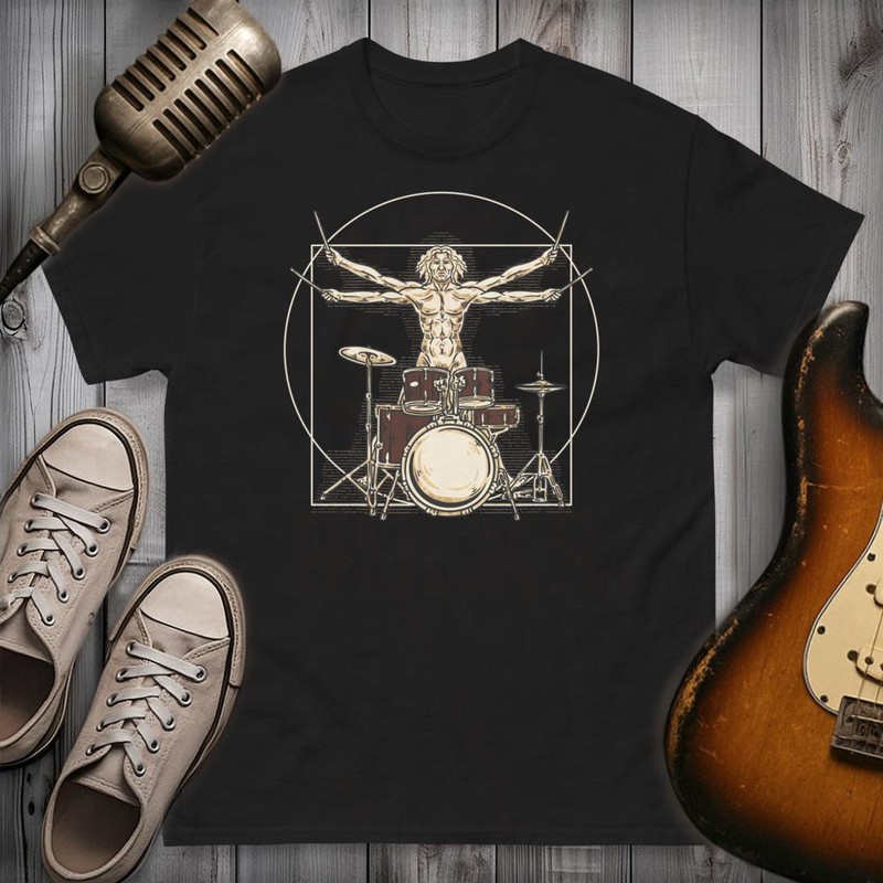 T-shirts: Vitruvianischer Mann Rock Schlagzeuger
