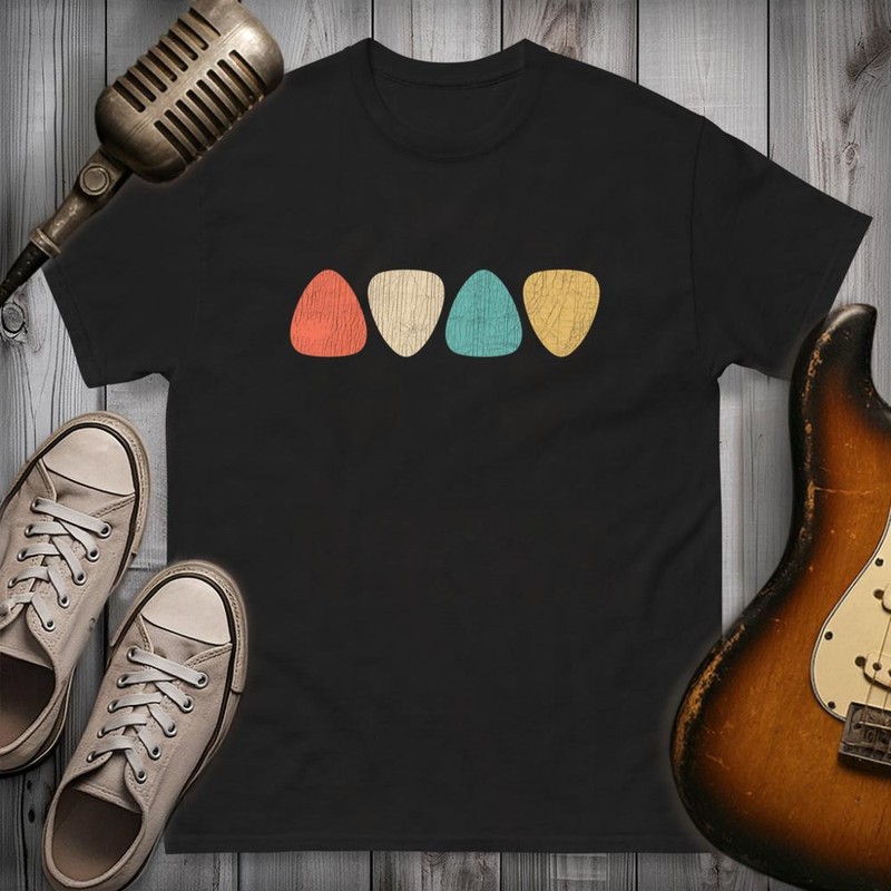 T-shirts: Vintage Gitarren-Picks Rock and Roll