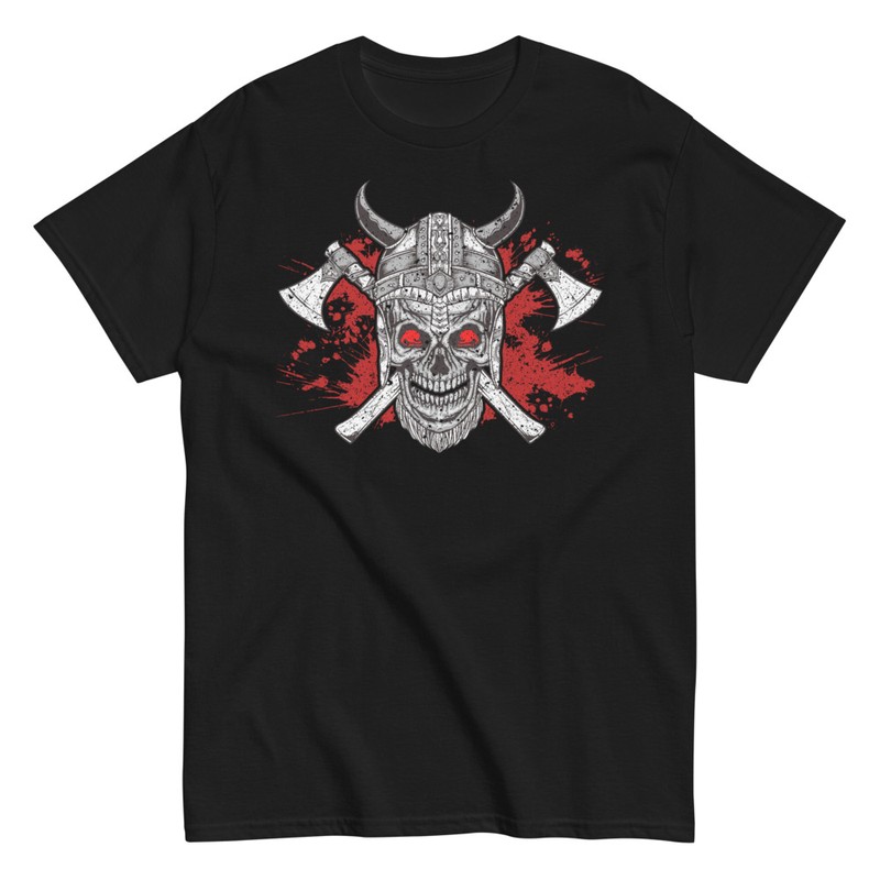 T-shirts: Wikinger Schädel mit Äxten und Helm