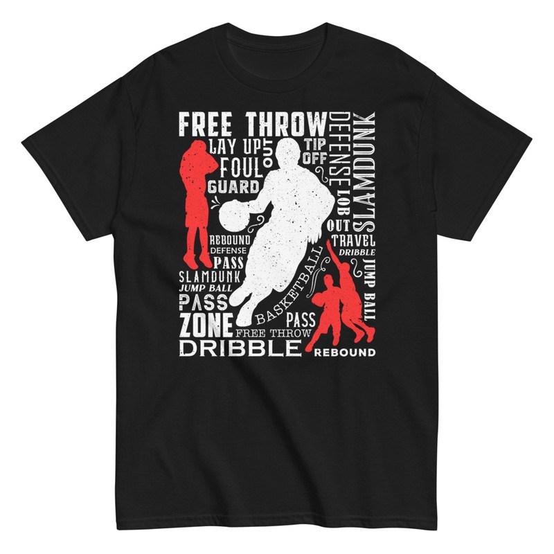 T-shirts: Vintage Basketball W&ouml;rter und Silhouetten