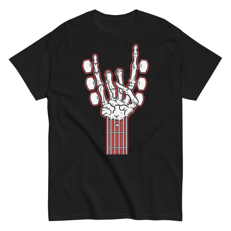 T-shirts: Skelett Hand Gitarrenhals Rock