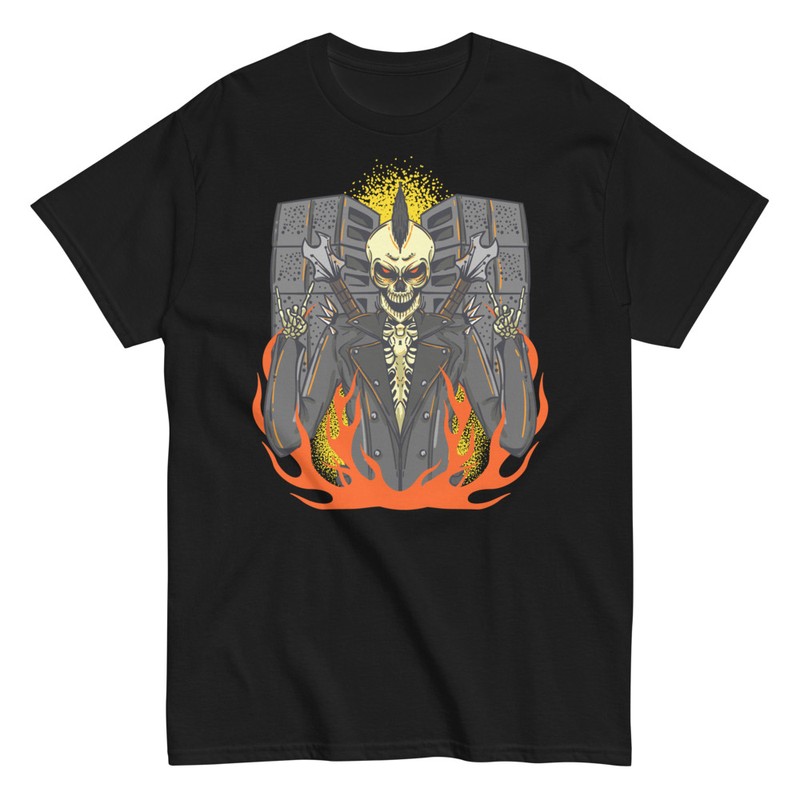 T-shirts: Punk Rock Skelett in Flammen