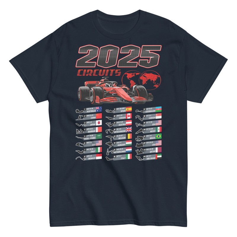 T-shirts: F1 Grand Prix Kalender 2025