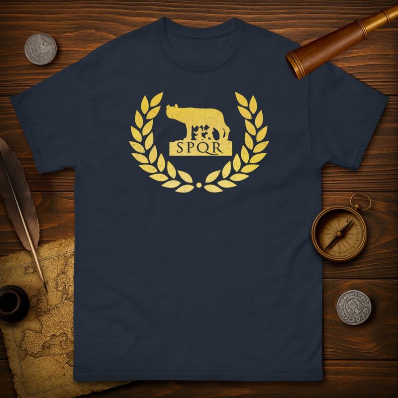T-shirts: SPQR Wölfin und Lorbeerkranz