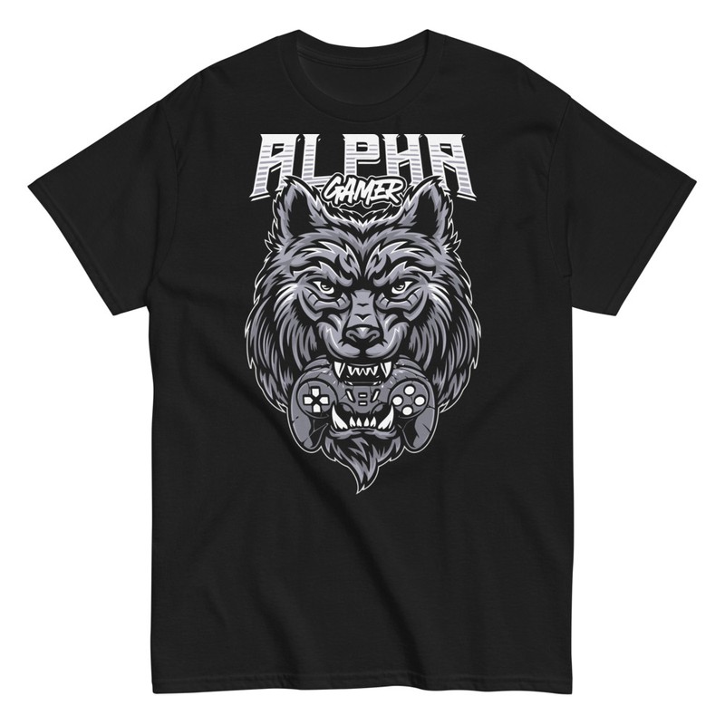 T-shirts: Wolf Alpha Gamer mit Controller
