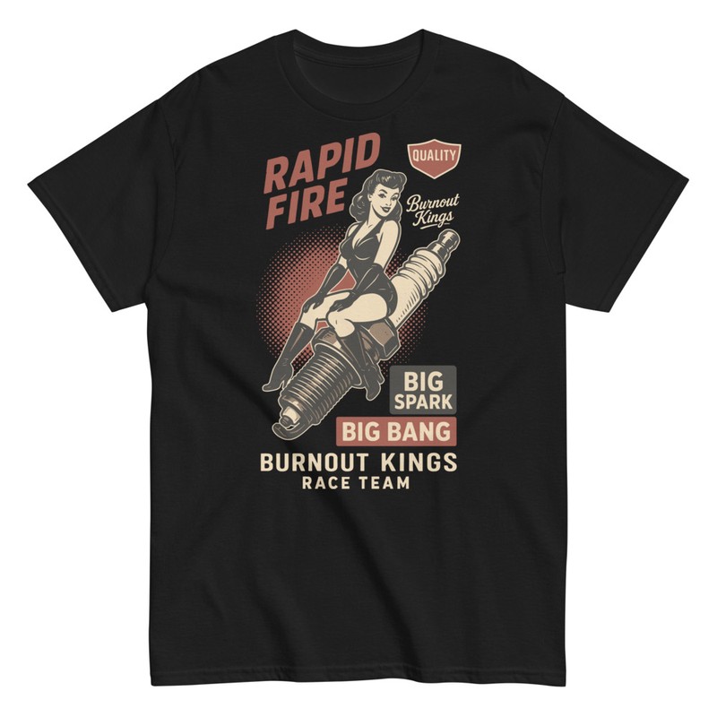 T-shirts: Vintage Pin-up Mädchen auf Zündkerze Retro