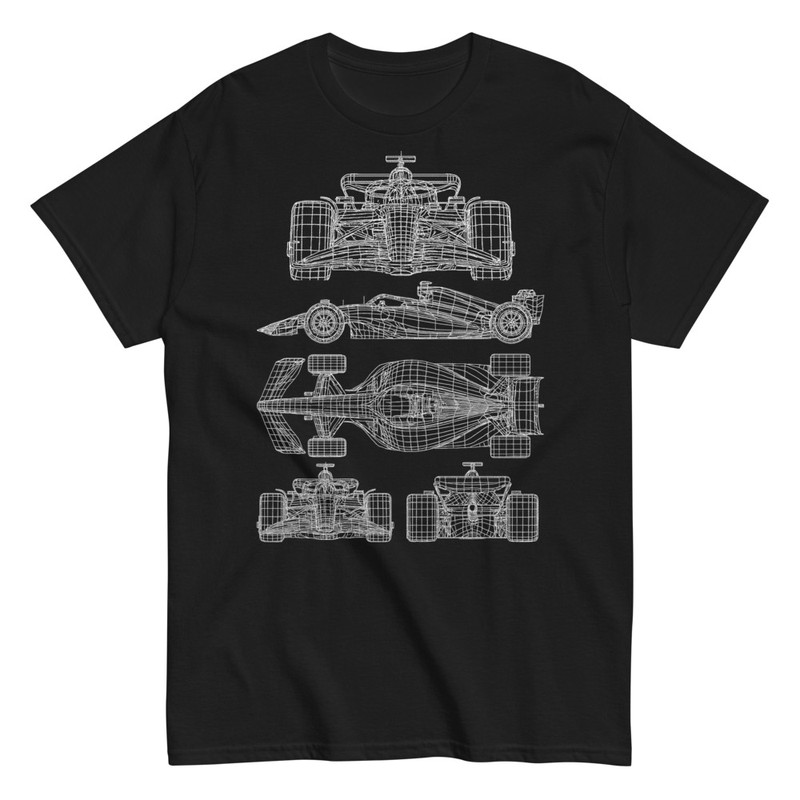 T-shirts: Technische Zeichnung Formel-1-Auto Blueprint