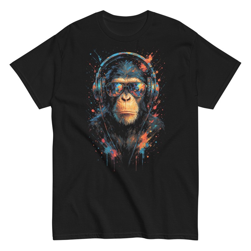 T-shirts: Affe mit Kopfhörern modernes Design