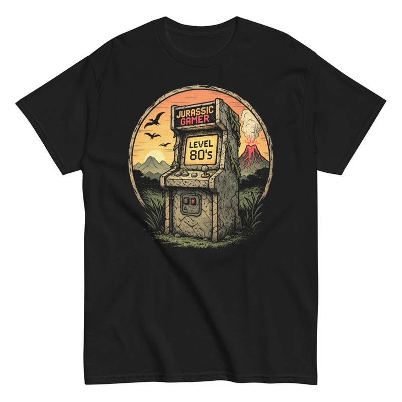 T-shirts: Jurassic Gamer Level 80s Retro