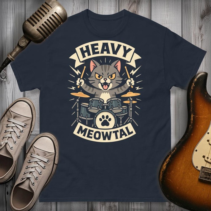 T-shirts: Schwerer Metal-Katzen-Schlagzeuger