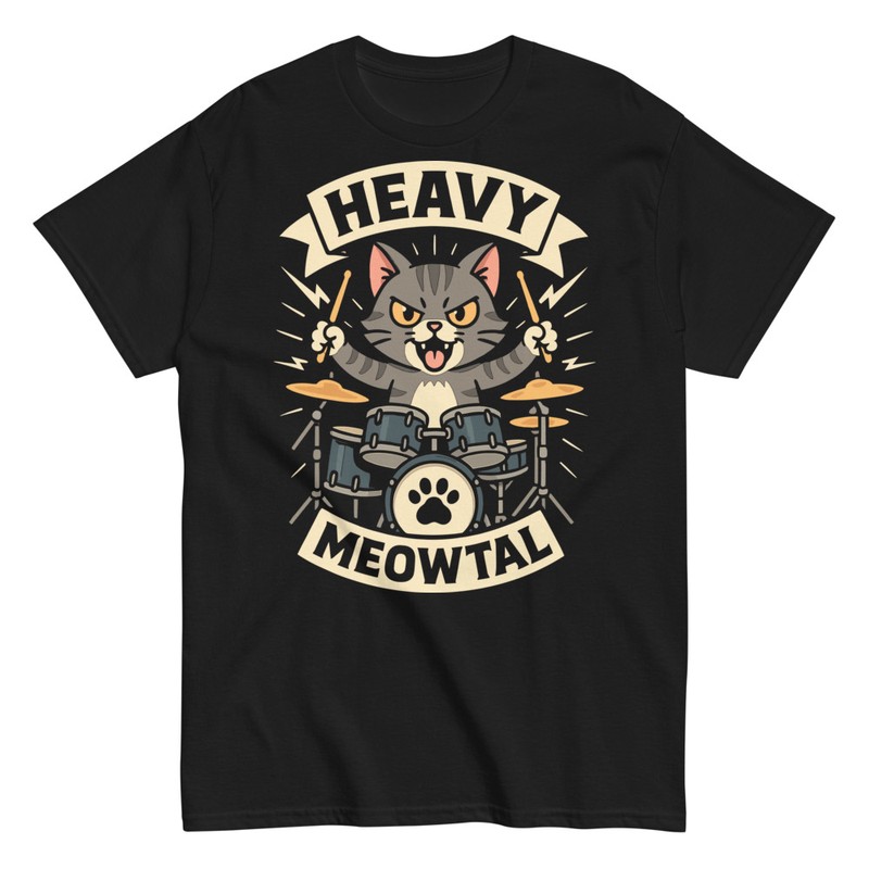 T-shirts: Schwerer Metal-Katzen-Schlagzeuger