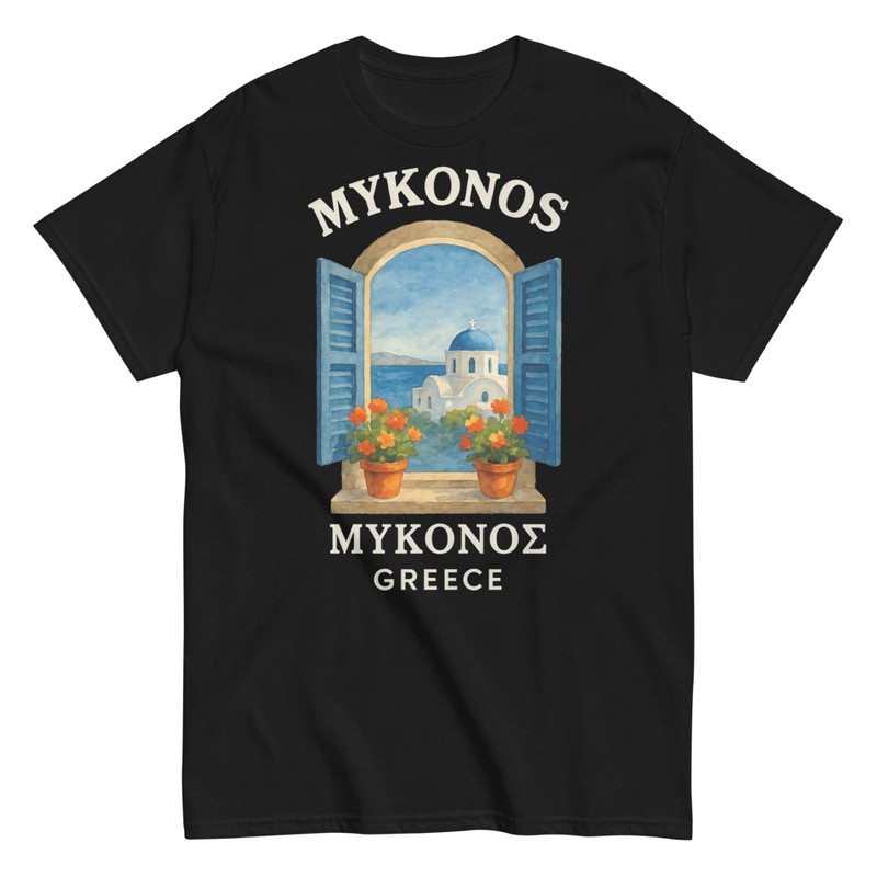 T-shirts: Fenster nach Mykonos Griechenland