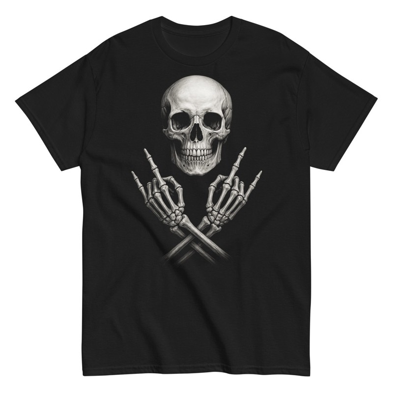T-shirts: Schädel Mit Gekreuzten Händen