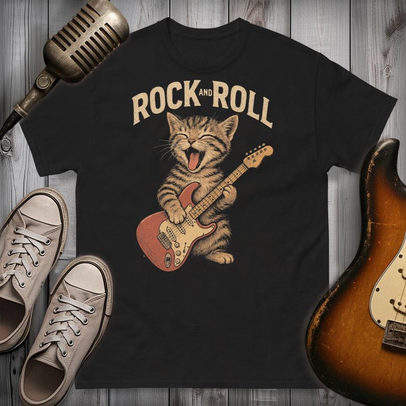 T-shirts: Lustige Rock and Roll Katze