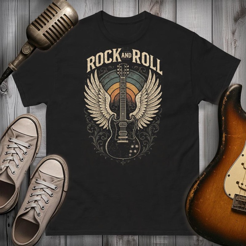 T-shirts: Gitarre mit Flügeln Rock and Roll