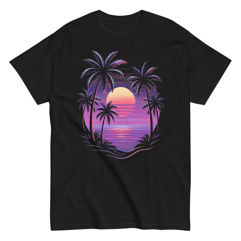 T-shirts: Vaporwave Strand Sonnenuntergang